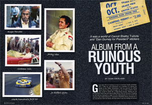 published in Porsche Panorama magazine, April 2012, this article recounts in photos and words Sean Cridland's youth of attending races at Watkins Glen in the late 1960s and early 1970s